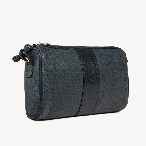 Fendi Vintage Grey & Black FF Coated Canvas Crossbody Bag - Picture 2 of 13